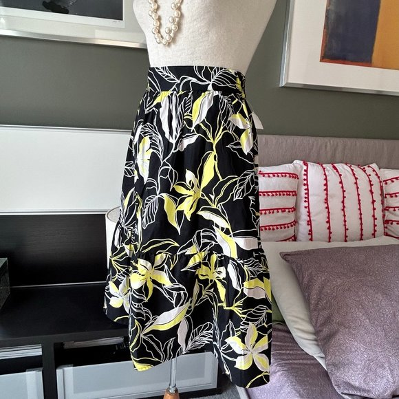 * Splendid Midi Floral Skirt Tiered Elastic Waist Band Cotton Blend LARGE -I1480 - Picture 6 of 6